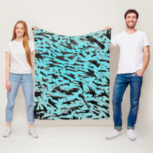 Teal Animal Print Abstract Fleece Blanket