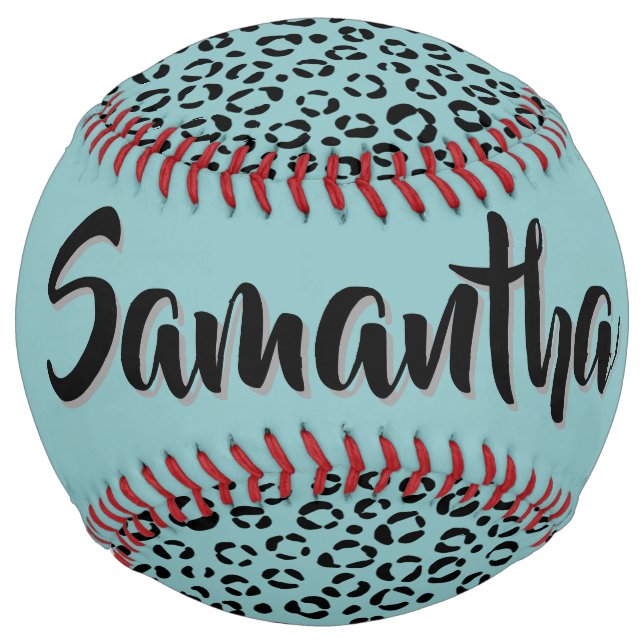 Teal Animal Print (personalize) Softball (Back)