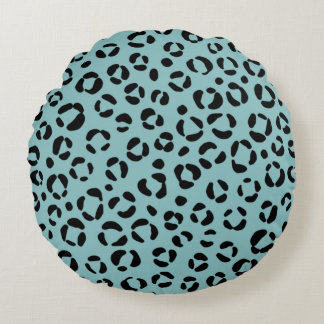 Teal Animal Print Round Cushion