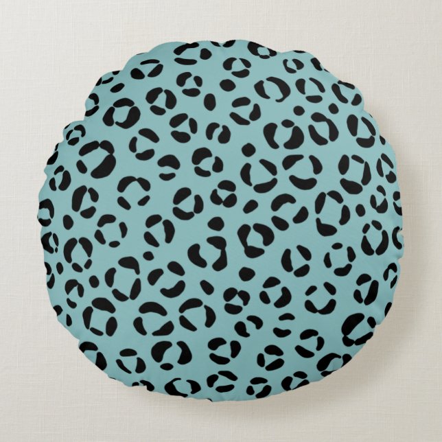 Teal Animal Print Round Cushion (Front)