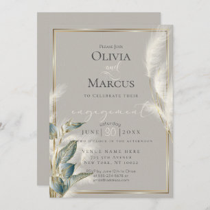 Teal  Anthurium and Feathery Pampas Grass Invitation