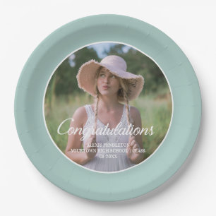 Teal (Any Colour) Graduation Party Photo Paper Plate