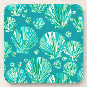 Teal, Aqua and Turquoise Sea Shells  Coaster