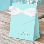 Teal Aqua Blue Girly Script Monogram Name Modern Favour Box<br><div class="desc">Aqua Blue Teal Sparkle Glitter Monogram Add Your Own Name Paper Party Gift Boxes This makes the perfect sweet 16 birthday,  wedding,  bridal shower,  anniversary,  baby shower or bachelorette party gift for someone that loves glam luxury and chic styles.</div>