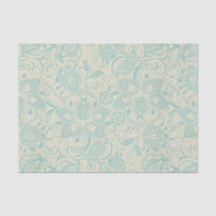 Teal Aqua Floral Lace Tissue Paper
