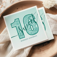 Teal Aqua Glitter Script Sweet 16 Birthday