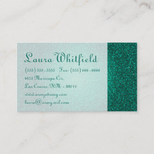Teal Aqua Glitter Sequin Disco Glitz Business Card