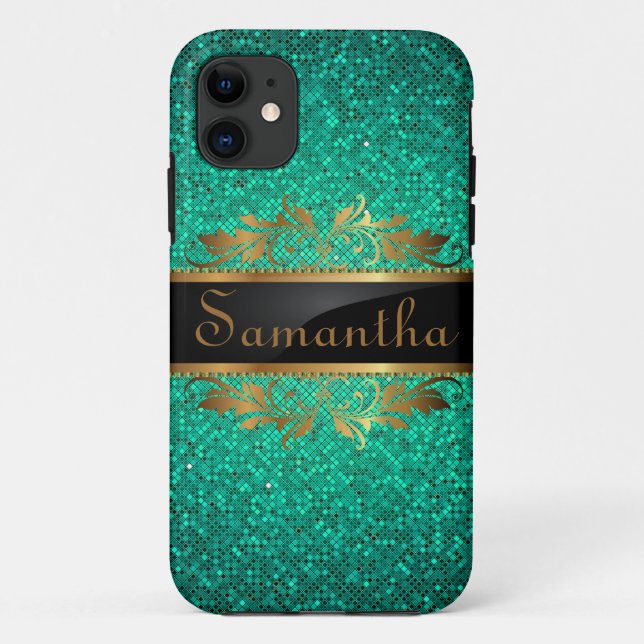 Teal Aqua Glitter Sequin iPhone 5 Mate Tough™ Case (Back)