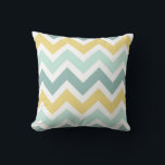 Teal, Aqua, Gold Zigzag Chevron Pattern Cushion<br><div class="desc">Teal, Aqua, and Gold Chevron Zigzag Pattern Pillow. Modern, fun, and chic! Matching Fabric Available:</div>