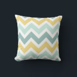 Teal, Aqua, Gold Zigzag Chevron Pattern Cushion<br><div class="desc">Teal,  Aqua,  and Gold Chevron Zigzag Pattern Pillow. Modern,  fun,  and chic! Matching Fabric Available:</div>