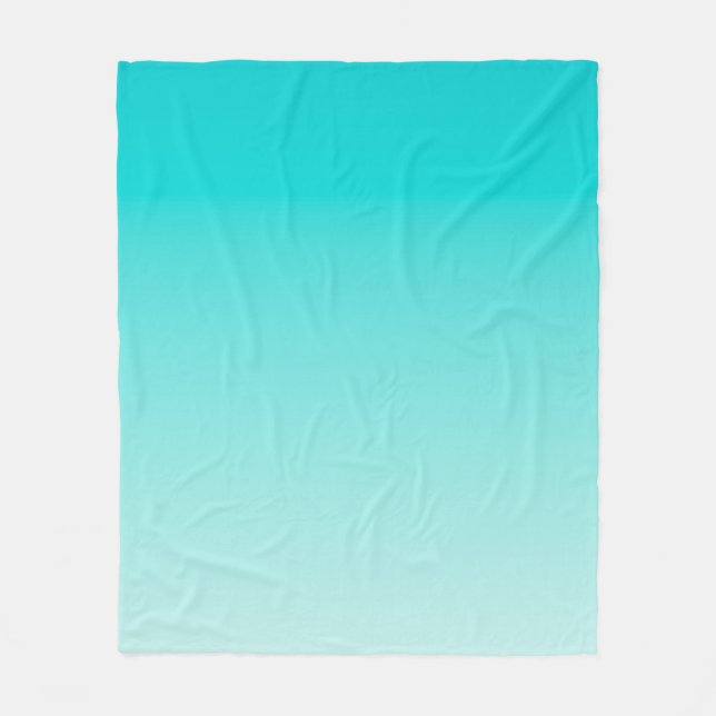 Teal aqua gradient fleece blanket (Front)