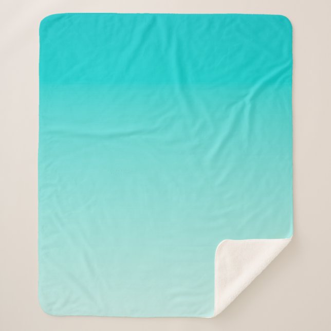 Teal aqua gradient sherpa blanket (Front)