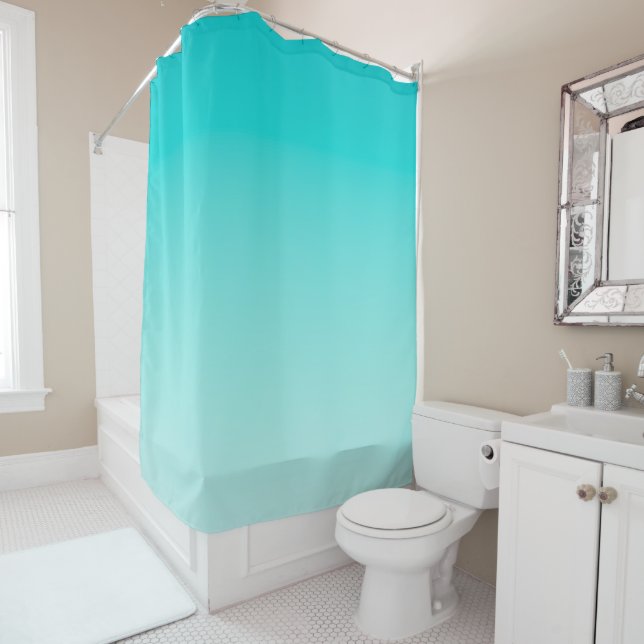 Teal aqua gradient shower curtain (In Situ)