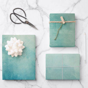 Teal Aqua Green Texture Wrapping Paper Sheet