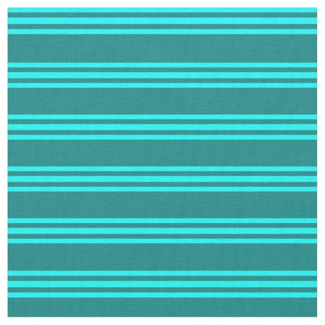 Teal & Aqua Lines Pattern Fabric (Close Up)