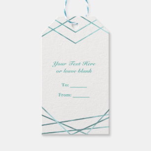Teal Aqua Modern Geometric Lines Glam Party Favour Gift Tags