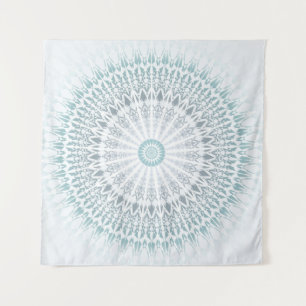Teal Aqua Modern Geometric Mandala Tapestry