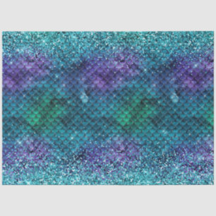 Teal Aqua Purple Mermaid Sparkle Glitter Tissue Paper