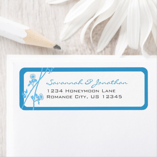 Teal Aqua Sea Blue Wildflower Branch  (Insitu)