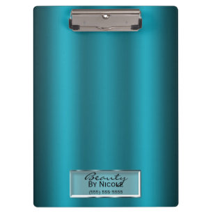 Teal Aqua Shine Elegant Chic Glam Personalised Clipboard