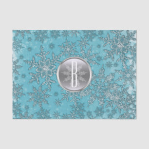Teal Aqua Silver Snowflakes Winter Wonderland Tissue Paper