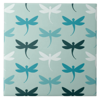 Teal Aqua Small Dragonfly Decorative Ceramic Tiles