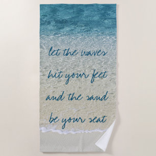 Teal Aqua Turquoise Blue Ocean Surf Waves Beach Towel