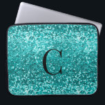 Teal Aqua Turquoise Glitter Sparkle Monogram Laptop Sleeve<br><div class="desc">Chic Teal Aqua Turquoise Glitter Sparkle Luxury Glam Monogram Laptop Sleeve, featuring bold, chunky, faux aqua blue (turquoise teal) glitter and your custom monogram. Please contact us at cedarandstring@gmail.com if you need assistance with the design or to enquire about matching products.</div>
