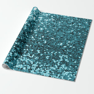 Teal Aquatic Tiffany Sequin Glitter Shiny Effect Wrapping Paper