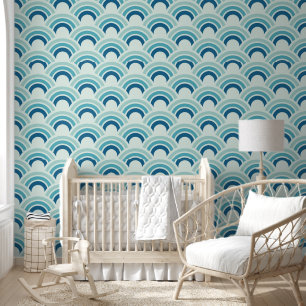 Teal Arched Waves Design Wallpaper