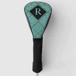 TEAL ARGYLE KNIT Golf Driver Cover + Initial II