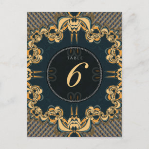 Teal Art Alternative Wedding Menu Table Number Postcard