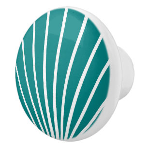 Teal Art Deco Design Ceramic Knob