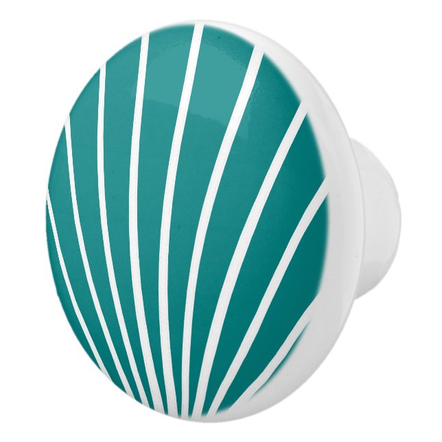 Teal Art Deco Design Ceramic Knob (Right)