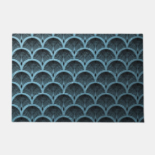 teal art deco fan pattern,teal,art deco,metallic,f doormat