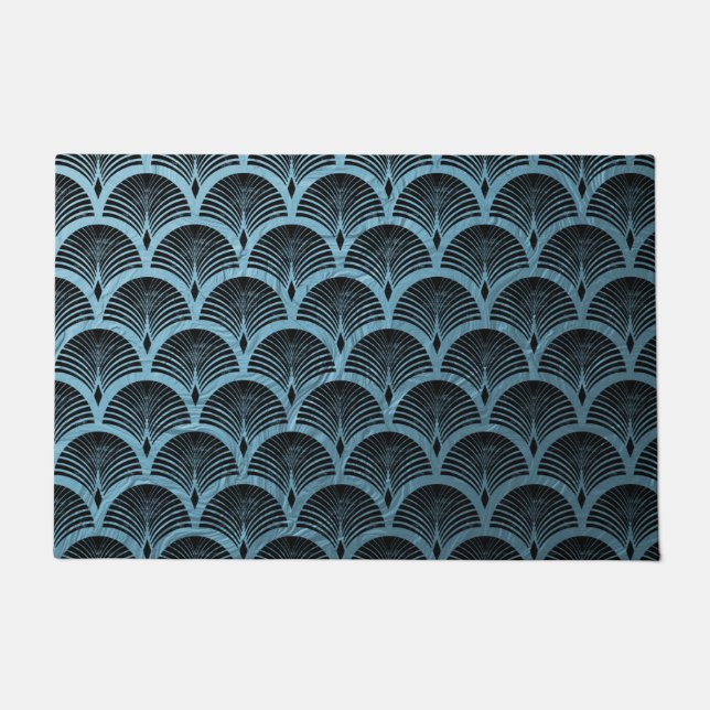 teal art deco fan pattern,teal,art deco,metallic,f doormat (Front)