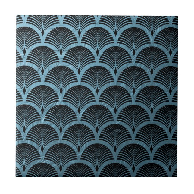 teal art deco fan pattern,teal,art deco,metallic,f tile (Front)