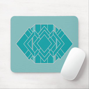 Teal Art Deco Quilt Inspired Mouse Mat