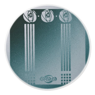 Teal Art nouveau, Ronnie C Mackintosh, rose design Ceramic Knob