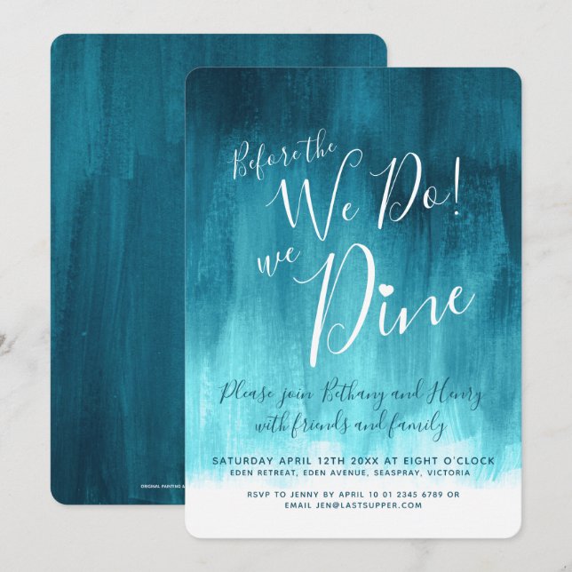 Teal art rehearsal dinner before we do invites (Front/Back)