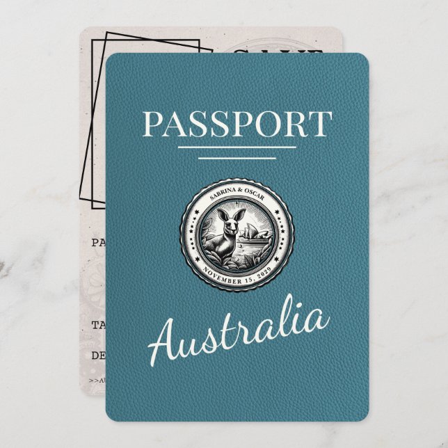 Teal Australia Passport Save The Date (Front/Back)