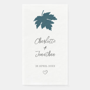   Teal Autumn Maple Leaf Wedding    Napkin
