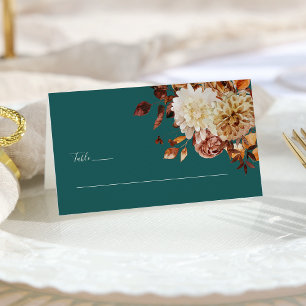 Teal Autumn Place Card
