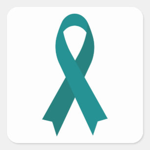 Teal Awareness Ribbon by Janz White Square Sticker