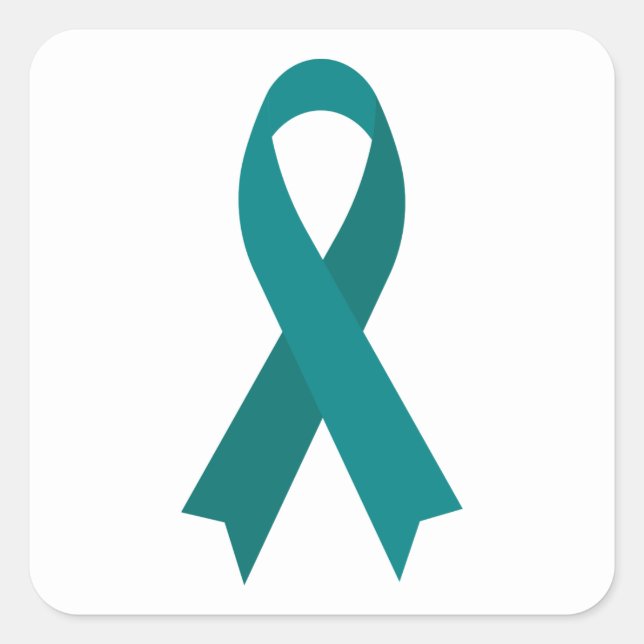 Teal Awareness Ribbon by Janz White Square Sticker (Front)