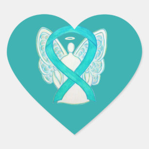 Teal Awareness Ribbon Custom Angel Decal Stickers