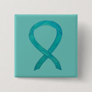 Teal Awareness Ribbon Custom Art Lapel Pin