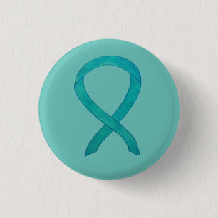 Teal Awareness Ribbon Custom Art Lapel Pin