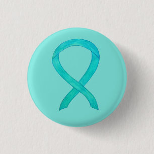 Teal Awareness Ribbon Custom Art Lapel Pin