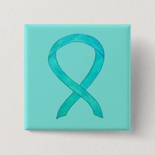 Teal Awareness Ribbon Custom Art Lapel Pin